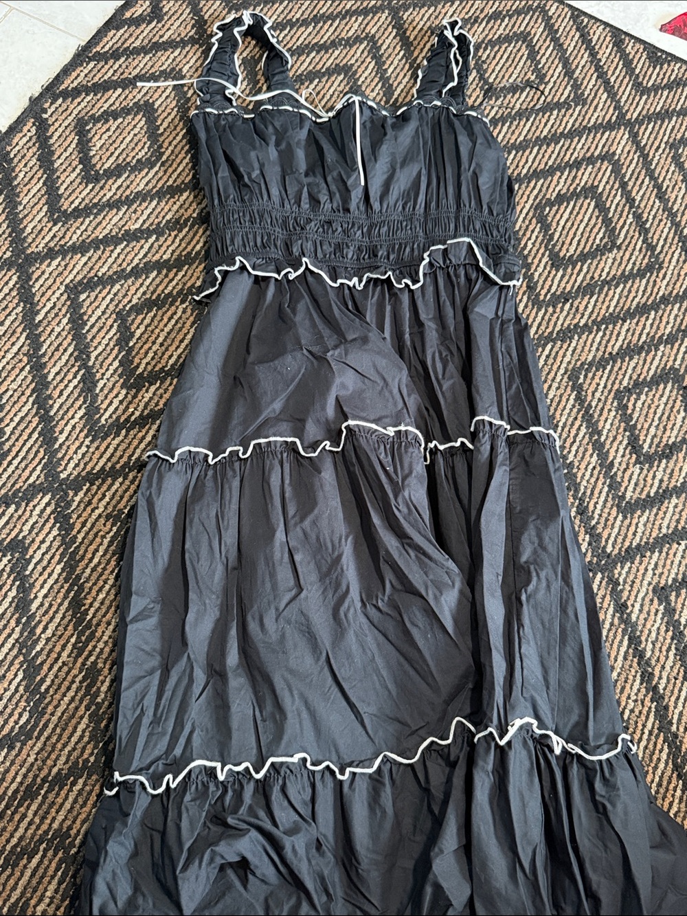 Black Ruffle Trim Sleeveless Maxi Dress